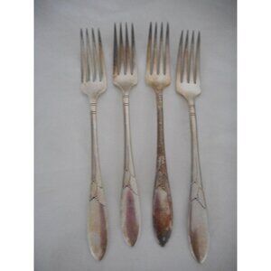 4 Oneida 1932 Lady Hamilton French Dinner forks  Art Deco Community Silver Plate